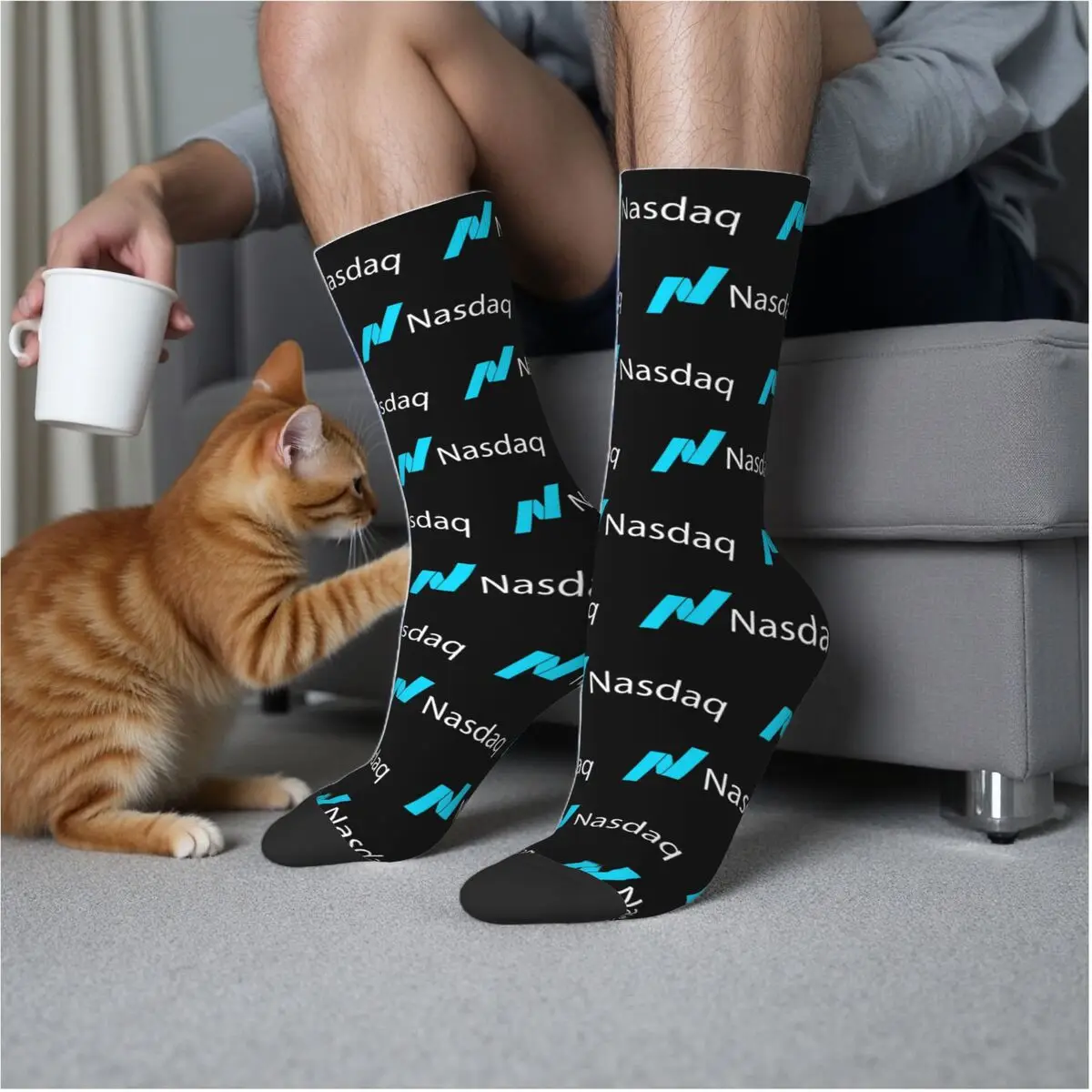 

Nasdaq Stock Market Socks Harajuku High Quality Stockings All Season Long Socks Accessories for Man's Woman's Gifts