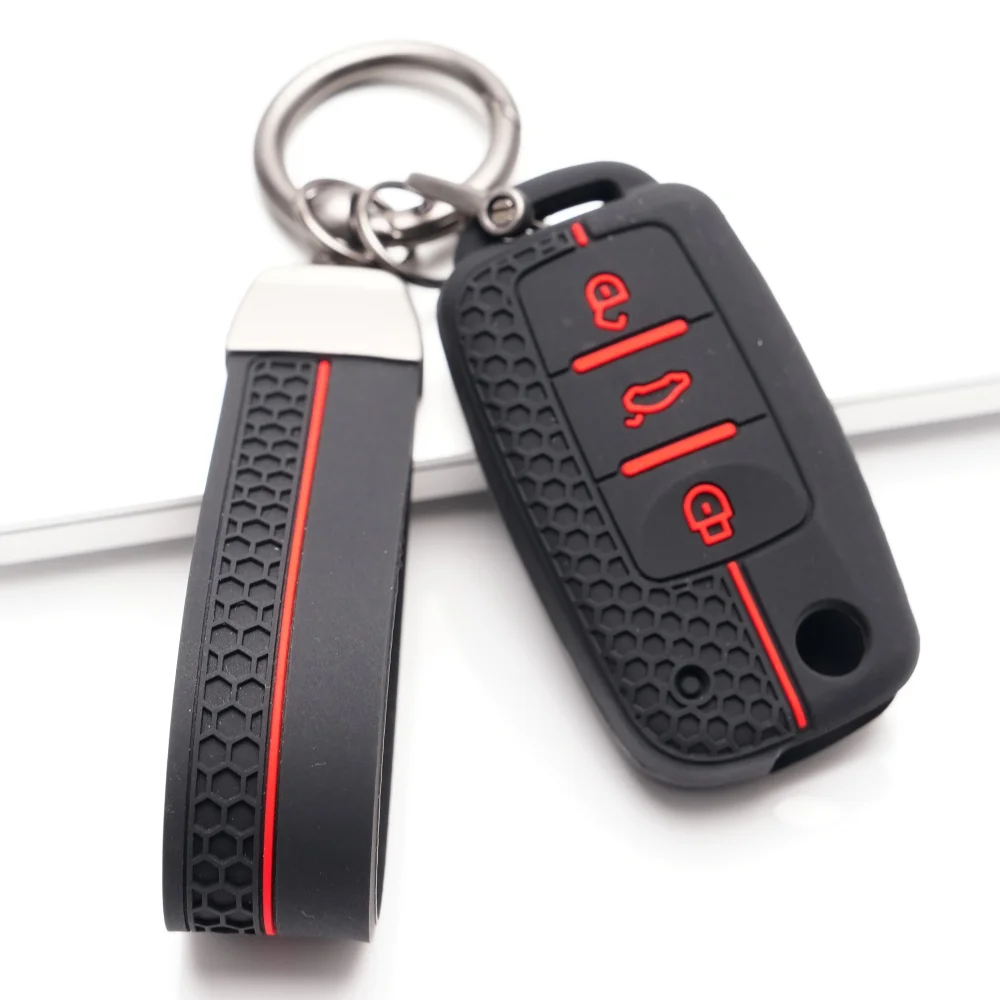 

For VW Golf Jetta POLO For Skoda Yeti Superb Rapid Octavia For SEAT Leon Ibiza 3-Button Silicone Key Cover Durable Anti-Scratch