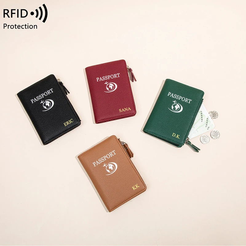 Travel Woman RFID Personalized Passport Holder PU Leather Multifunction Wallet Luxury Fashion Business Trip Card Bag Coin Purse view 6