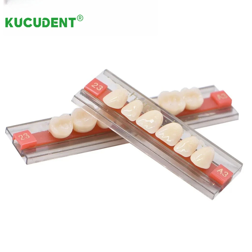 KUCUDENT 84 Pz/set Resina Acrilica Protesi Denti Superiore Inferiore Protesi Dente Falso Bocca Completa Ombra A1/A2/A3 Materiali Dentali S/M/L