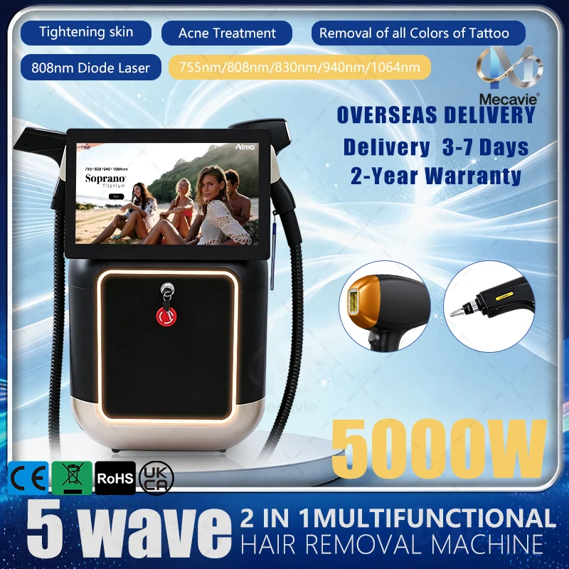 5000w 2In1 Diode+Pico Laser Removetatto Nd YAG Freckle Romving Hair Removal Wash Eyebrows Applicable To Beauty Salons And Salon