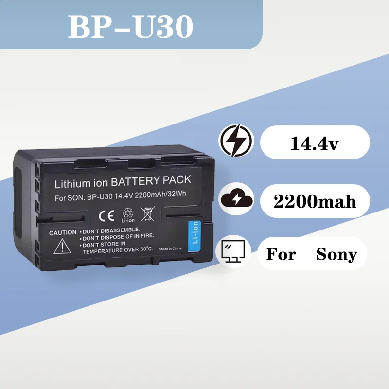 BP-U30 14.4V 2200mAh Rechargeable Lithium Ion Battery Replacement For Sony BP-U30 BP-U60 BP-U90 XDCA Camera