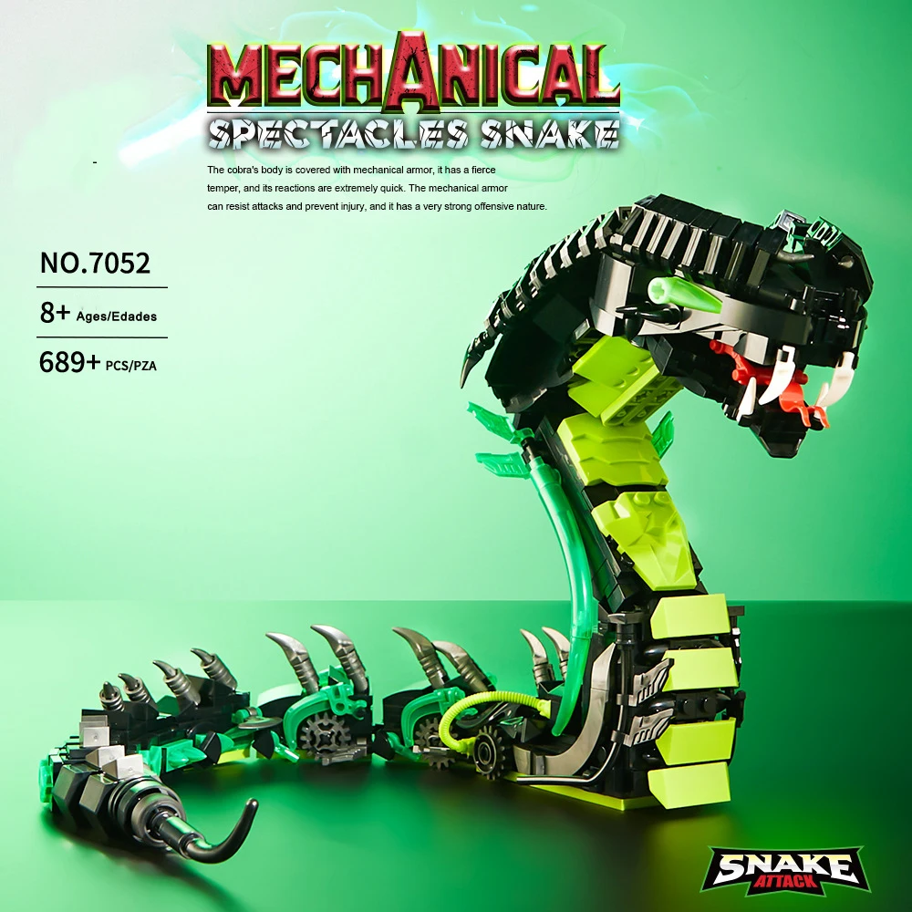 

iDEA Action Figures Building Block Mechanical Cobra Construction Model Sets Snake Bricks Robot Animals Toys For Boys Gifts