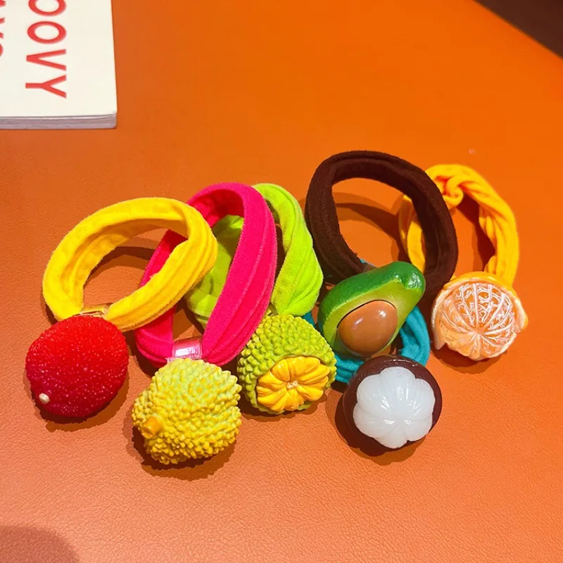 

Colorful Fruit Hair Ties Seamless Elastic Bands High Elasticity Durable Cute Soft Ponytail Holders Kids Daily Hair Accessories