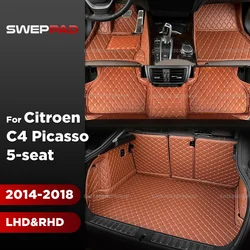 Car floor mats for Citroen C4 Picasso (5-seat) 2014 2015 2016 2017 2018 Car Trunk Mat foot Pads automobile accessories