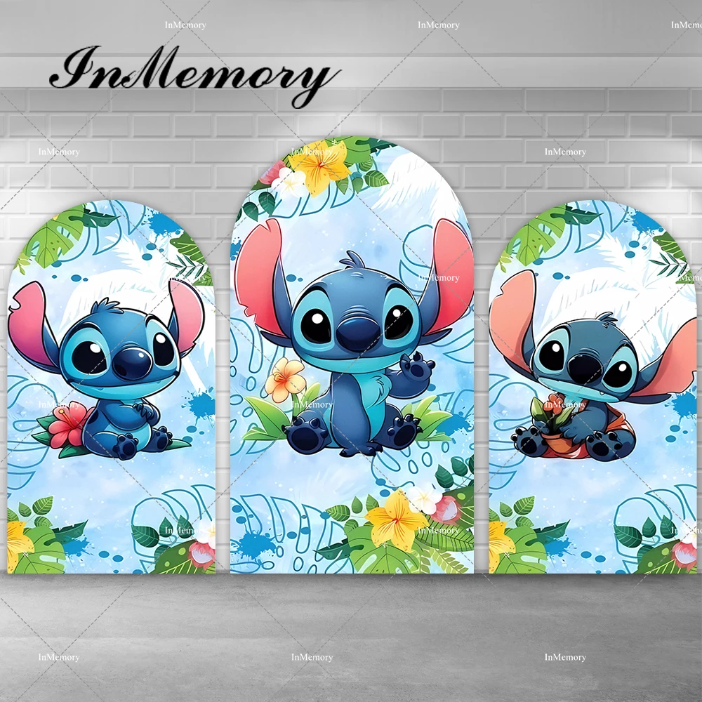 

Cartoon Lilo & Stitch Arch Backdrop Kids Summer Beach 1st Birthday Party Background Watercolor Chiara Wall Party Decorations