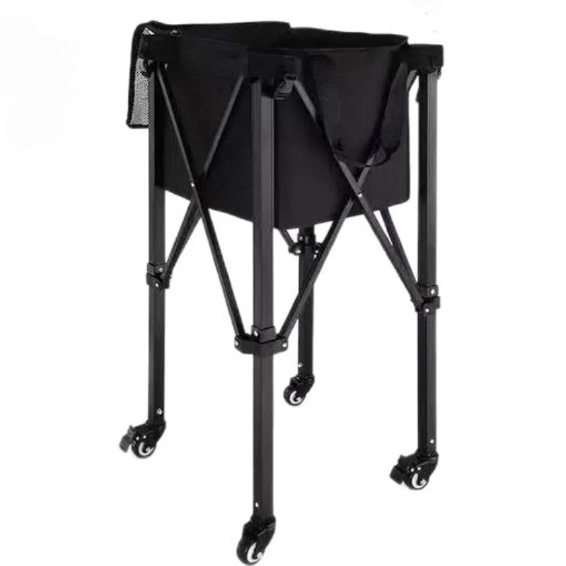 Folding Tennis Coach Cart Movable Portable Tennis Picking Basket Aluminum Alloy Ball Collection Frame Professional Balls Hopper