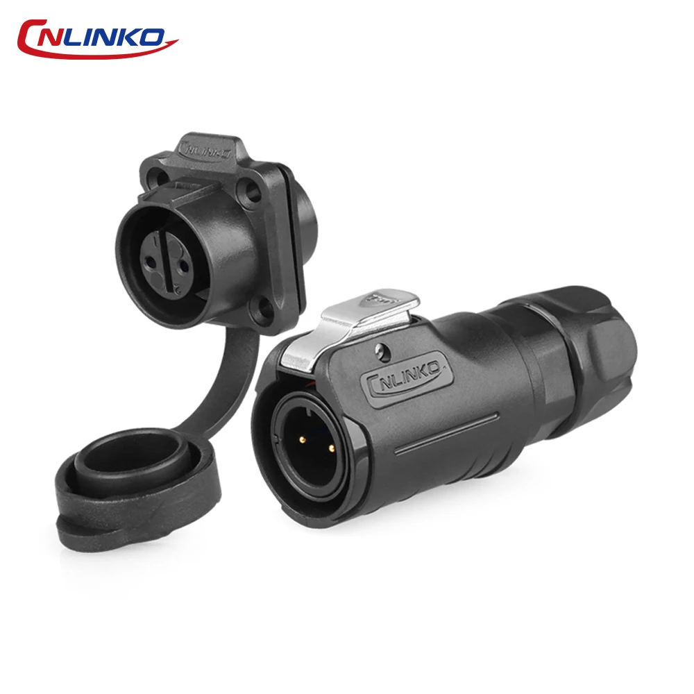 CNLINKO M12 Industrial Panel Mount Connector 5A 125V Waterproof IP68 PBT Solder Type Push-Pull Quick Lock for Outdoor Equipment