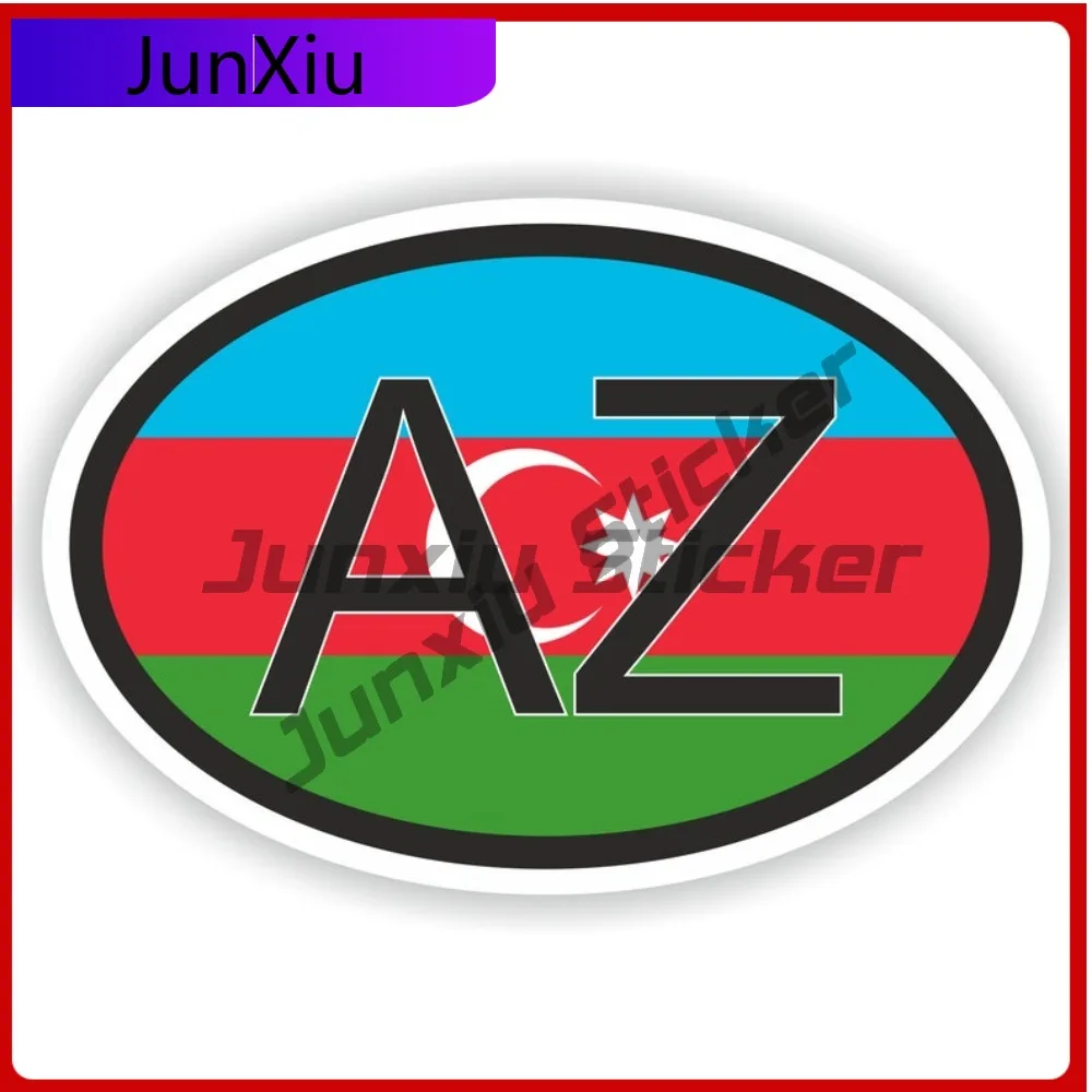 

Azerbaijan Oval Country Code Az Flag National Emblem With White Border Vinyl Decals Scratch Cover Motorcycle Helmet Bumper Decal