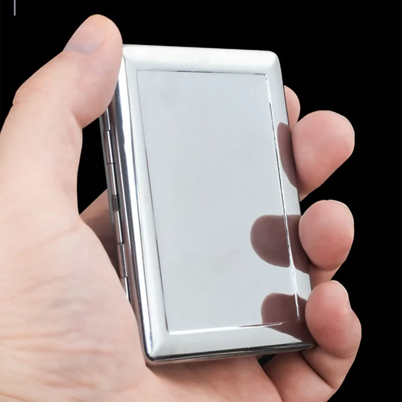 Smoke Box Metal Simple Ultra-thin Cigarette Case Cover Cigarettes Sleeve Pocket Cigarette Case silver