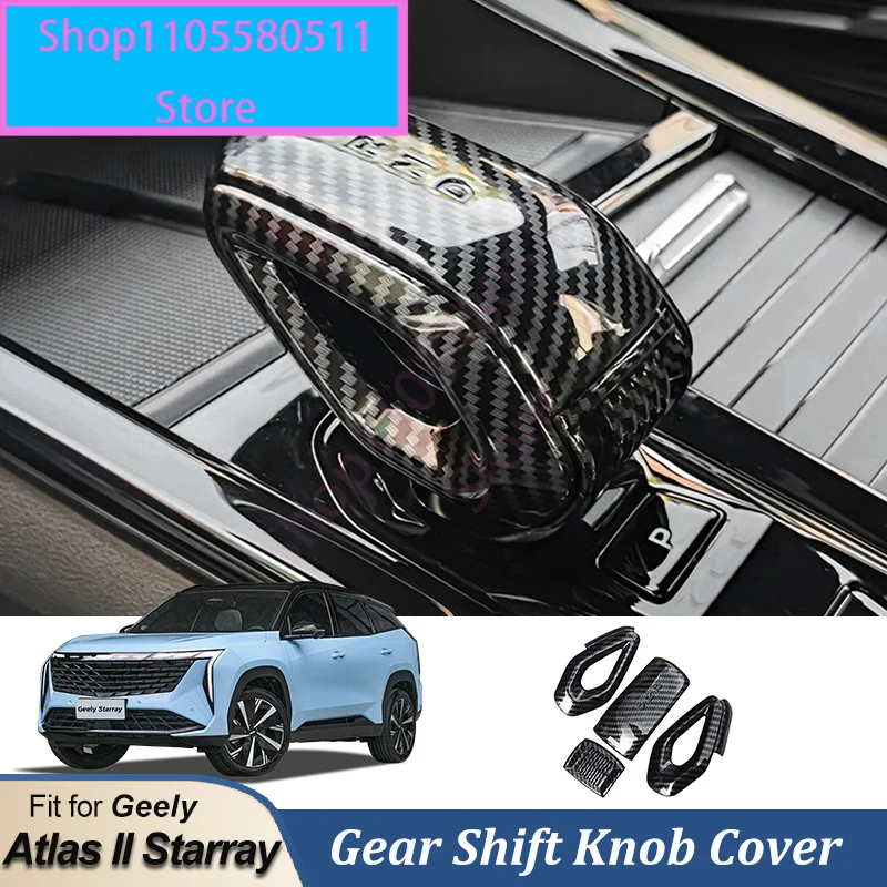 ABS Car Gear Head Shift Knob Cover For Geely Atlas II Starray Boyue 2024 2025 2026 Protector Auto Decorative Accessories