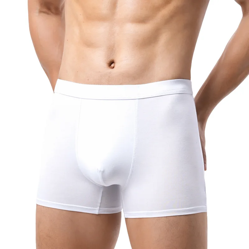

Men's Seamless Plus Size Modal Boxer Briefs Extra Large Size Comfortable Soft Breathable High Elastic Underwear Light Gray S-3XL