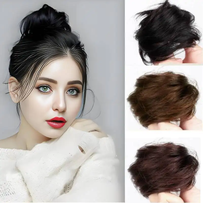 

Messy Bun Synthetic Straight Fluffy Donut Updo Elastic Rubber Band Chignons Scrunchies Hair Bun Daily Lazy Hair Accessories