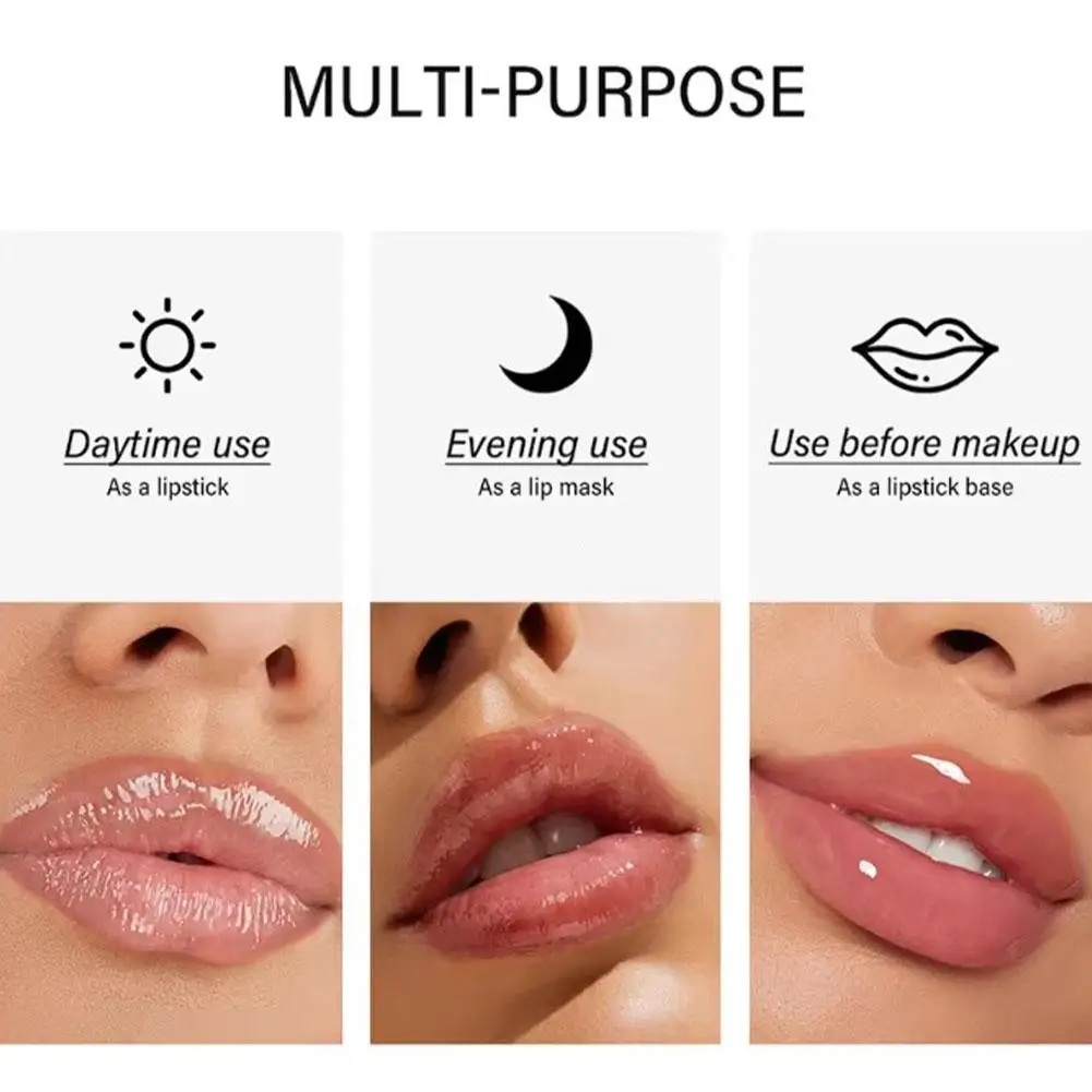 Hydrating Peptide Lip Gloss Transparent Lip Jelly Serum Mirror Water Light Fade Lip Lines Glossy Moisturizing Lip เครื่องสําอาง