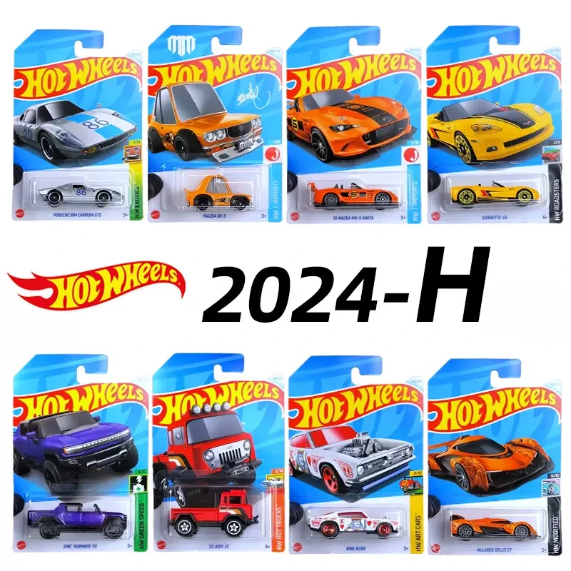 2024H Original Hot Wheels Car Toy for Boy 1/64 Diecast Vehicle Porsche 904 Carrera Mazda RX-3 Corvette Batman Batmobile Mclaren