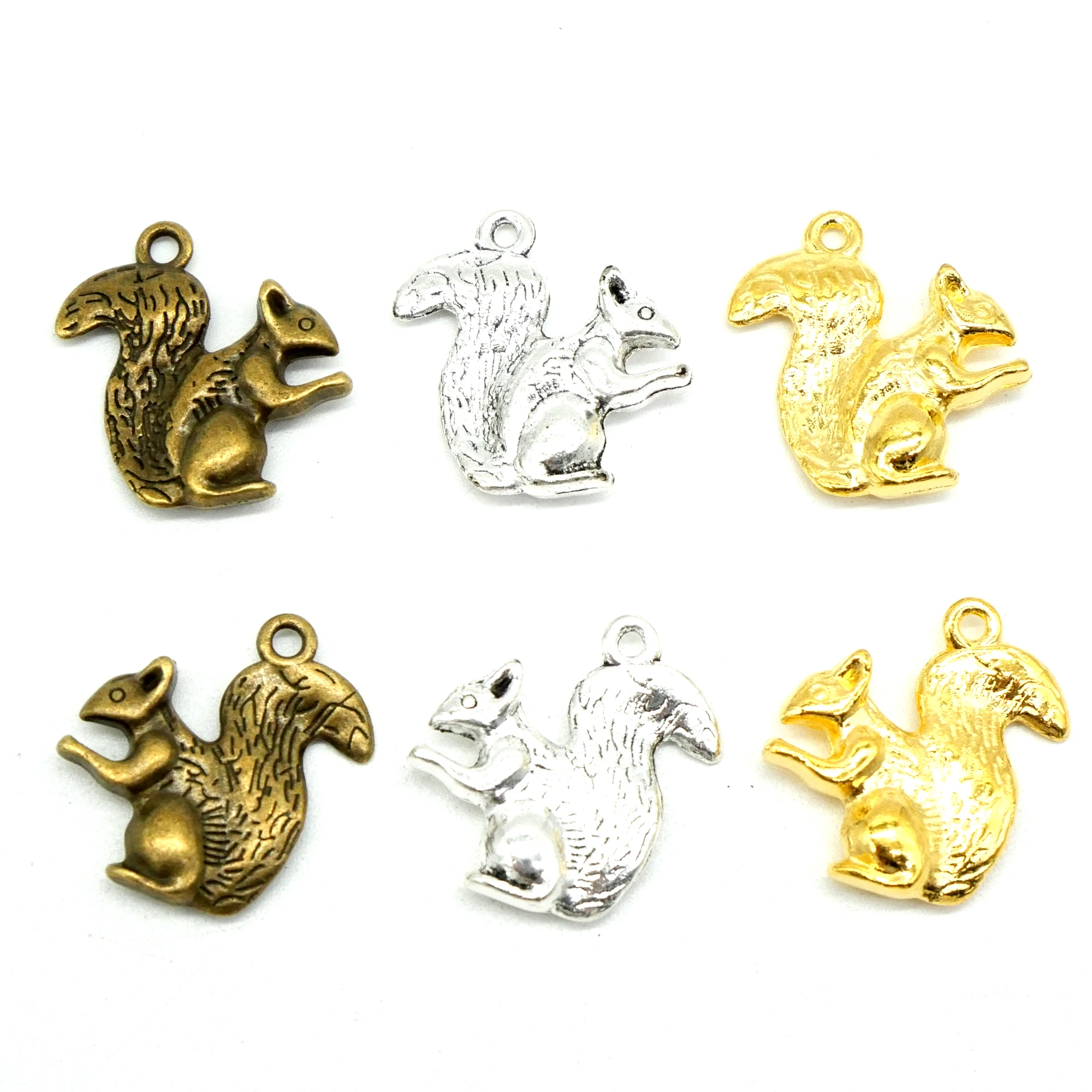 21x21mm 10pcs Antique Bronze Antique Silver Plated Squirrel Handmade Charms Pendant DIY for bracelet necklace