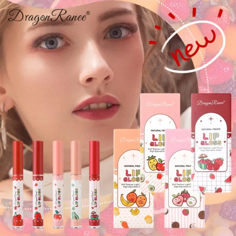 Fruit Lip Glaze Set Moisturizing Non-stick Cup Lip Gloss Set Cosmetics Makeup Velvet Matte Lipstick Waterproof Long Lasting