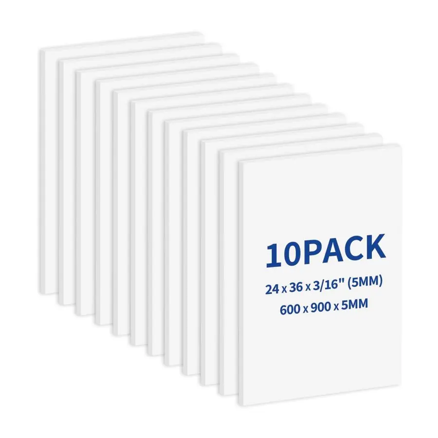 

10 Pack Large Foam Boards 24 x 36, 5mm Thickness Styrofoam Foam Core Board for Crafts, White Poster Board Vision Board Presentat