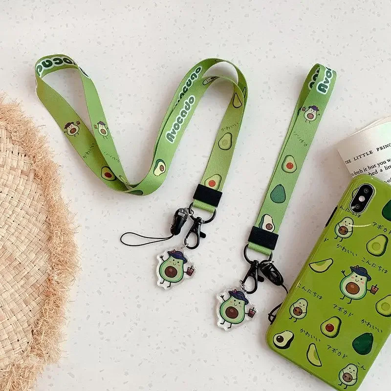 1pc Avocado Card Cover Lanyard For Keys Mobile Phone Hang Rope Keycord USB ID Card Badge Holder Keychain DIY Lanyards