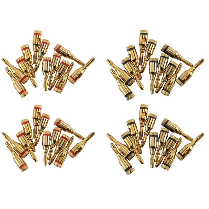 

Banana Plugs Open Screw 24K Gold Plated Plugs Audio Jack Connector For Speaker Stereo Cable, 48 Pack (24 Red, 24 Black)