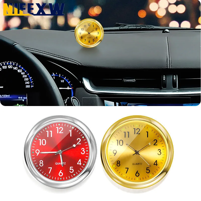 Car Clock Luminous Internal Stick-On Automobile Air Outlet Dashboard Clock, Stick-On Noctilucent Decoration Accessories For Car