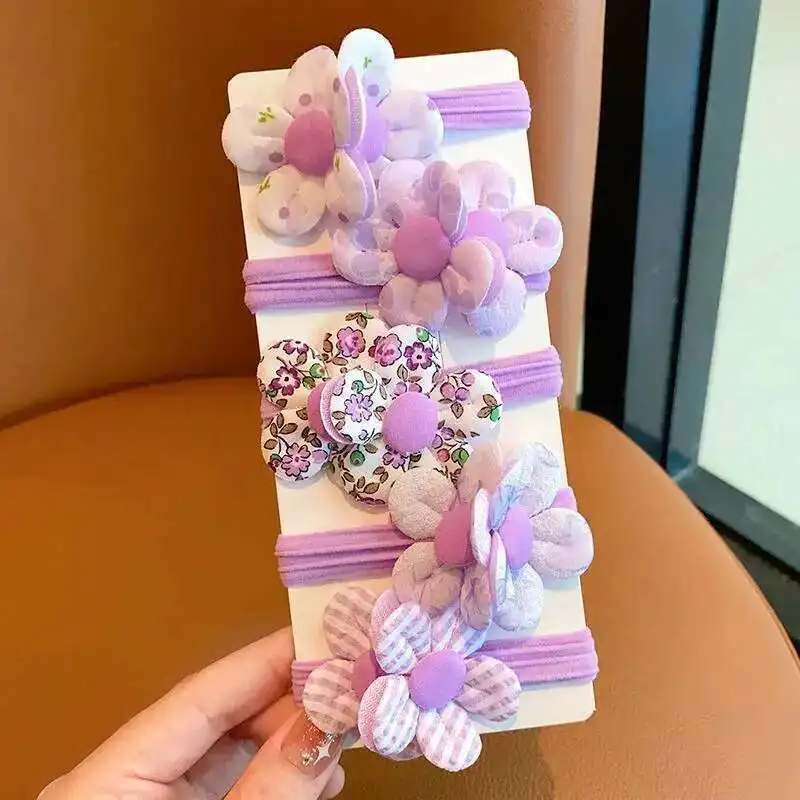 5-teilige süße elastische Haarbänder für Mädchen, Blumen- und Prinzessinnen-Haarschmuck, Kinderkrawatten, Baby-Kopfbedeckung, modische Haarbänder für Kinder