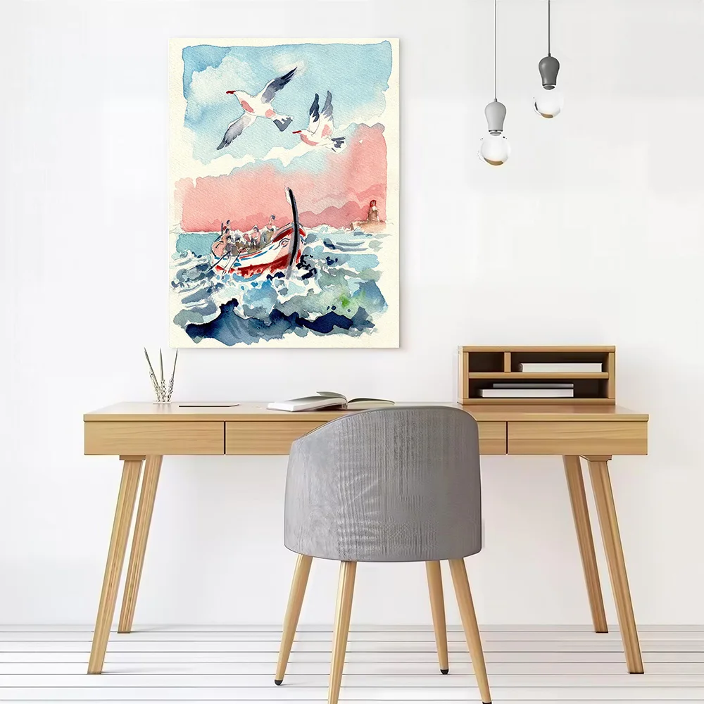 Fishing Boat Canvas Wall Art Poster Custom Photo Print Modern Painting for Fans Decoration Living Room Decorating Interior Mural