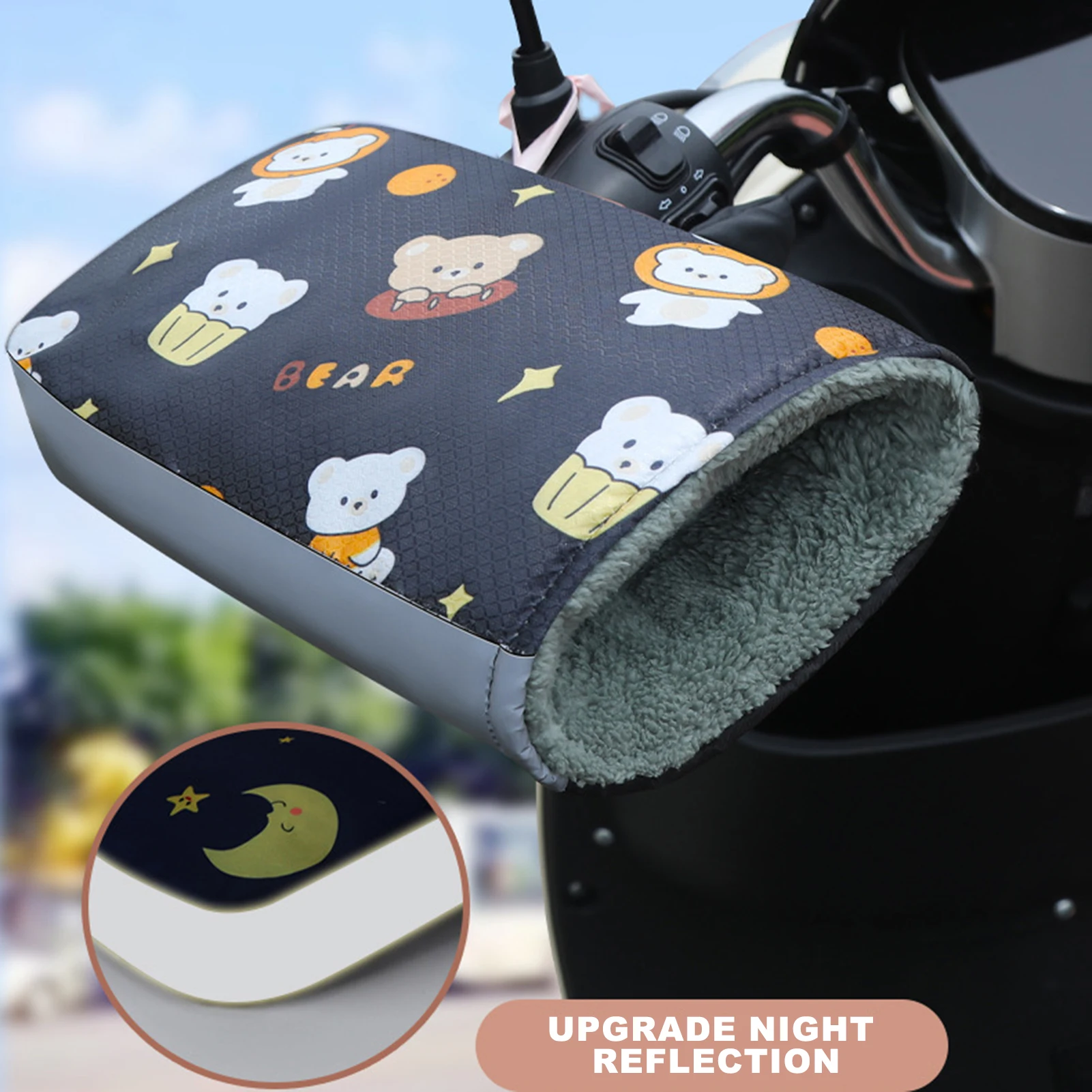 

Waterproof Motorcycle Gloves Cute Cartoon Velvet Riding Gloves For Bicycle Motorcycle Electromobile Winter Outdoor Warm Gloves