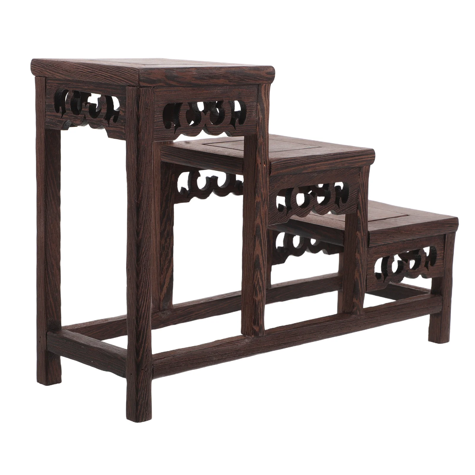 

Elegant Wood Display Stand Multi-Functional Wooden Shelving For Collectibles Figurines Photos Plants Living Room Officewooden