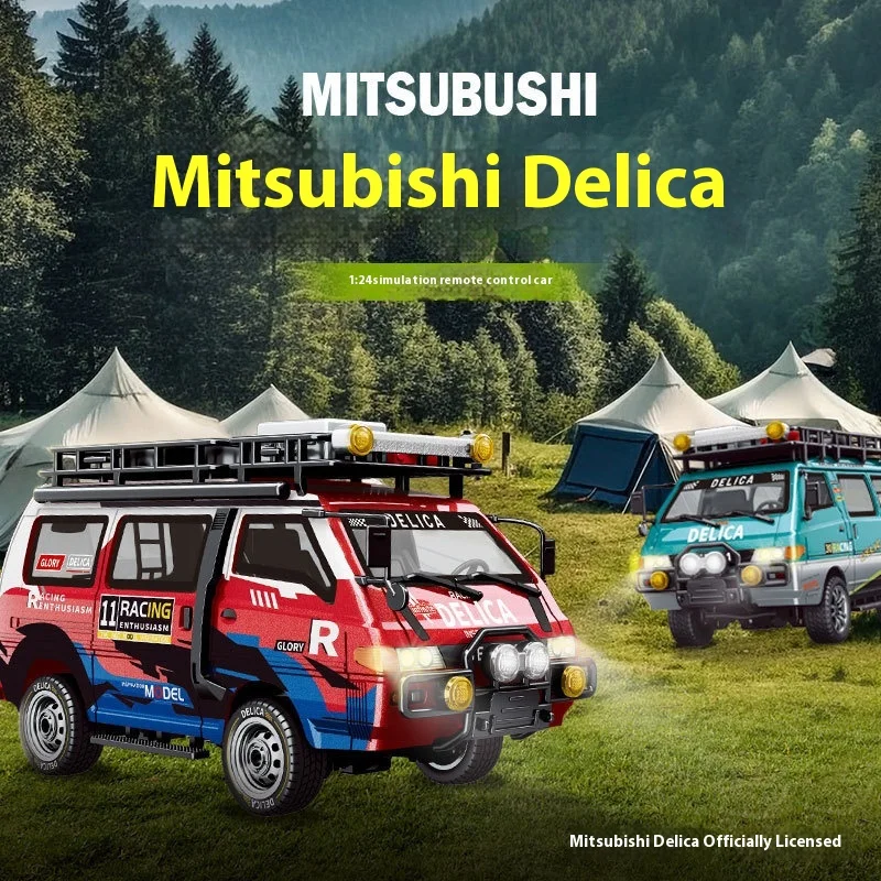 

New Jingxiaochuang Rc Remote Control Car 1:24 Full Scale Simulation Delica Van Camping Off-Road Four-Wheel Drive Toy Car Gift