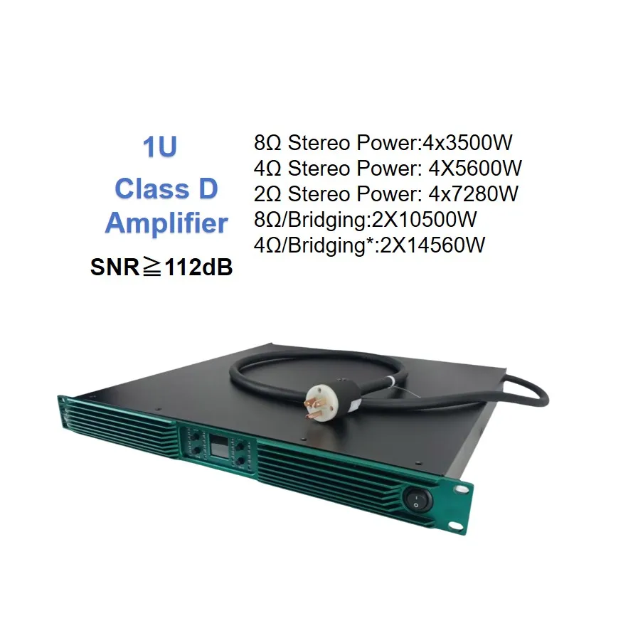 Outdoor Power Amplifier 3500W SNR 112dB Class D Stereo Amplificador Potencia Eficiencia 93%