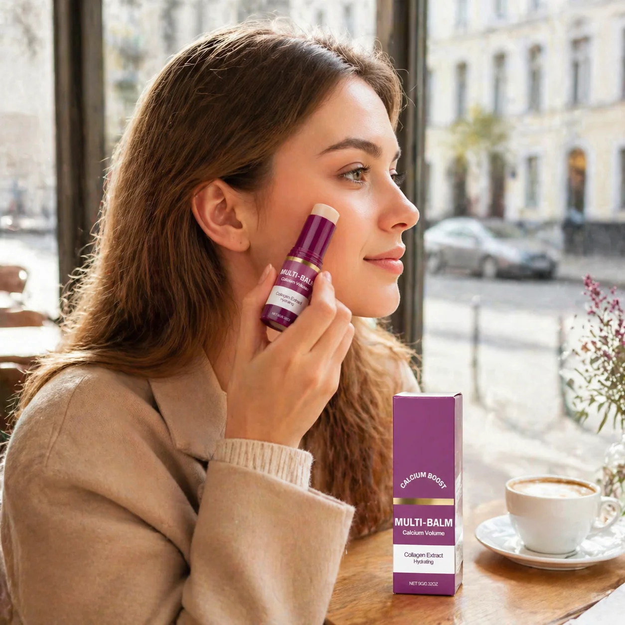 Calcium Boost Collagen Multi Balm Hydrating Moisturizing Stick for Lips Eyes Face Neck Portable Daily Skin Care Balm Stick image 3
