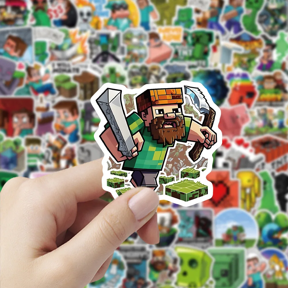 104pcs Minecrafte Stickers Creeper Sword Miner Cartoon My World Phone Notebook Suitcase Cartoon Waterproof Water Cup Decoration view 2