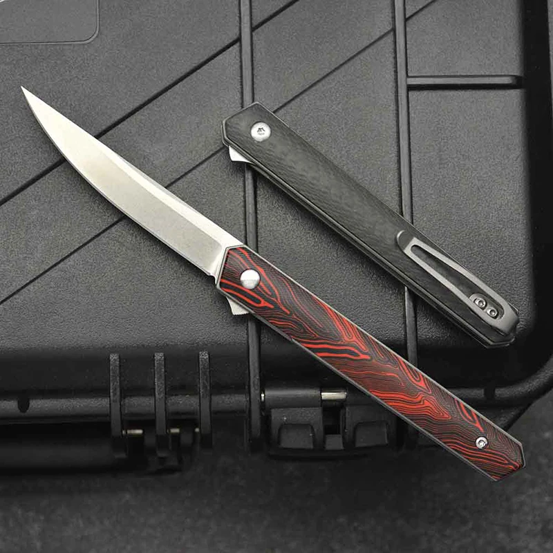 

Survival Pocket Knife Outdoor Sharp VG10 Ball Bearing Folding Knife Tactical Camping EDC Tool Knives 60HRC Belt Clip Handle