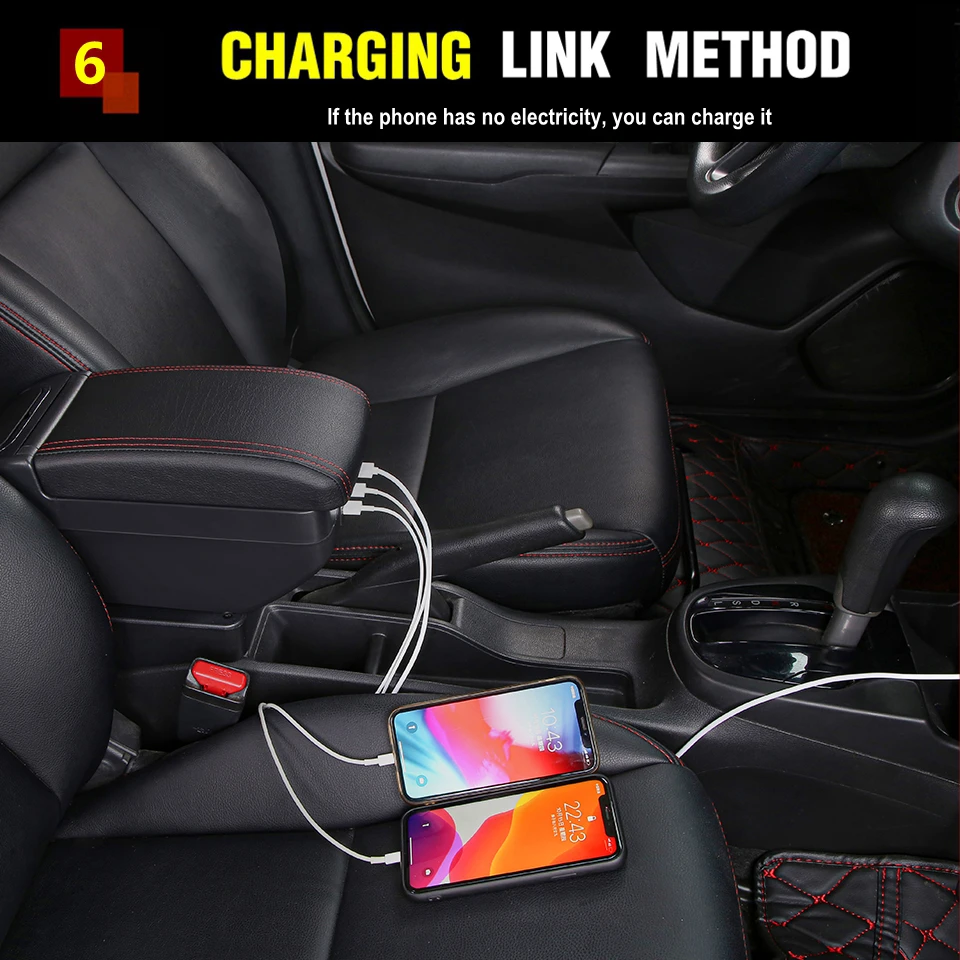 Universal Car Armrest Box Dual layer Large space Central Store Content box with cup holder ashtray USB interface Charging Car S