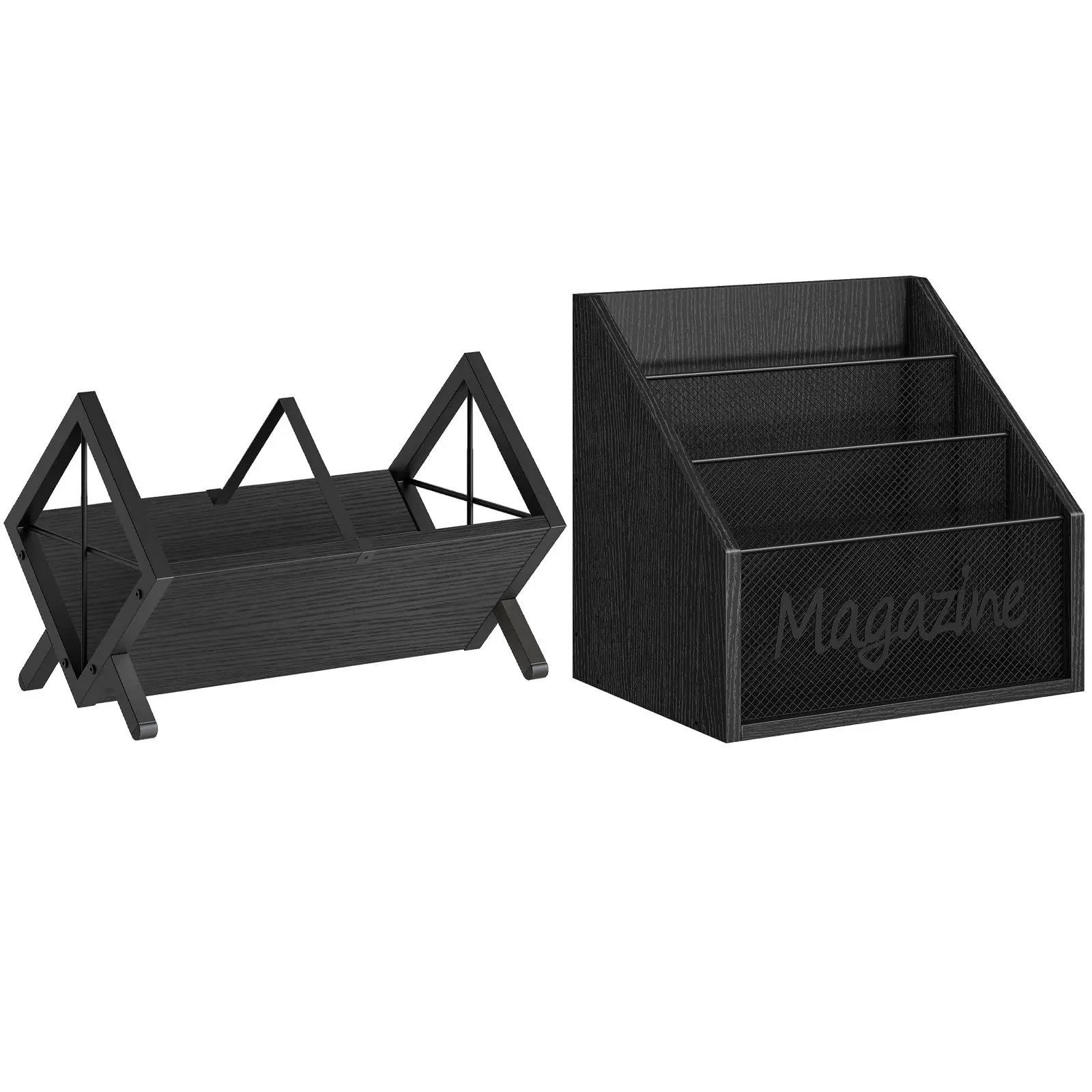 

Black Vinyl Record Holder And Magazine Organizer Countertop Storage Rack