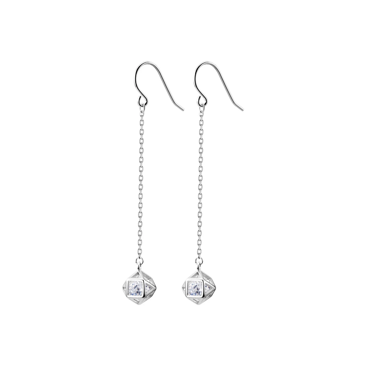 Modian Sparkling Geometric Clear CZ Drop Earrings for Women 100% Real 925 Sterling Silver Studs Jewelry for Wedding Engagement