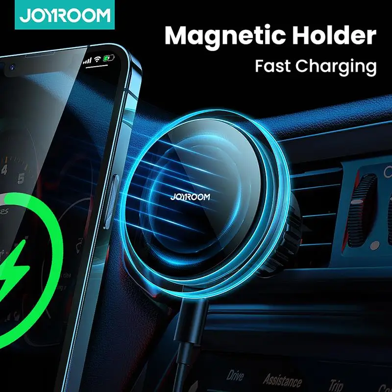 

Joyroom Blue Light Magnetic Car Phone Holder Fast Wireless Charger For iPhone 12 13 Pro Max Car Charger Phone Holder For Car