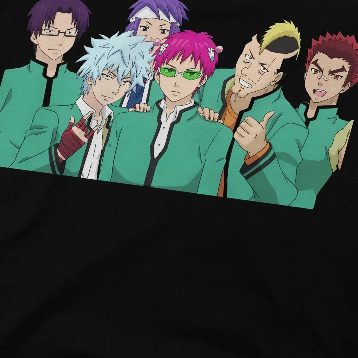 Friend Group Anime The functional Life Of Saiki K maglietta da uomo in fibra alternativa o-collo TShirt Harajuku