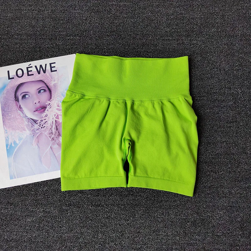 Pfirsichfarbene Fitness-Shorts für Damen, Sport-Shorts zur Po-Hebung, Yoga-Shorts für die Hüften, hochtaillierte, hochelastische Leggings, Outdoor-Anzug – Detail 4