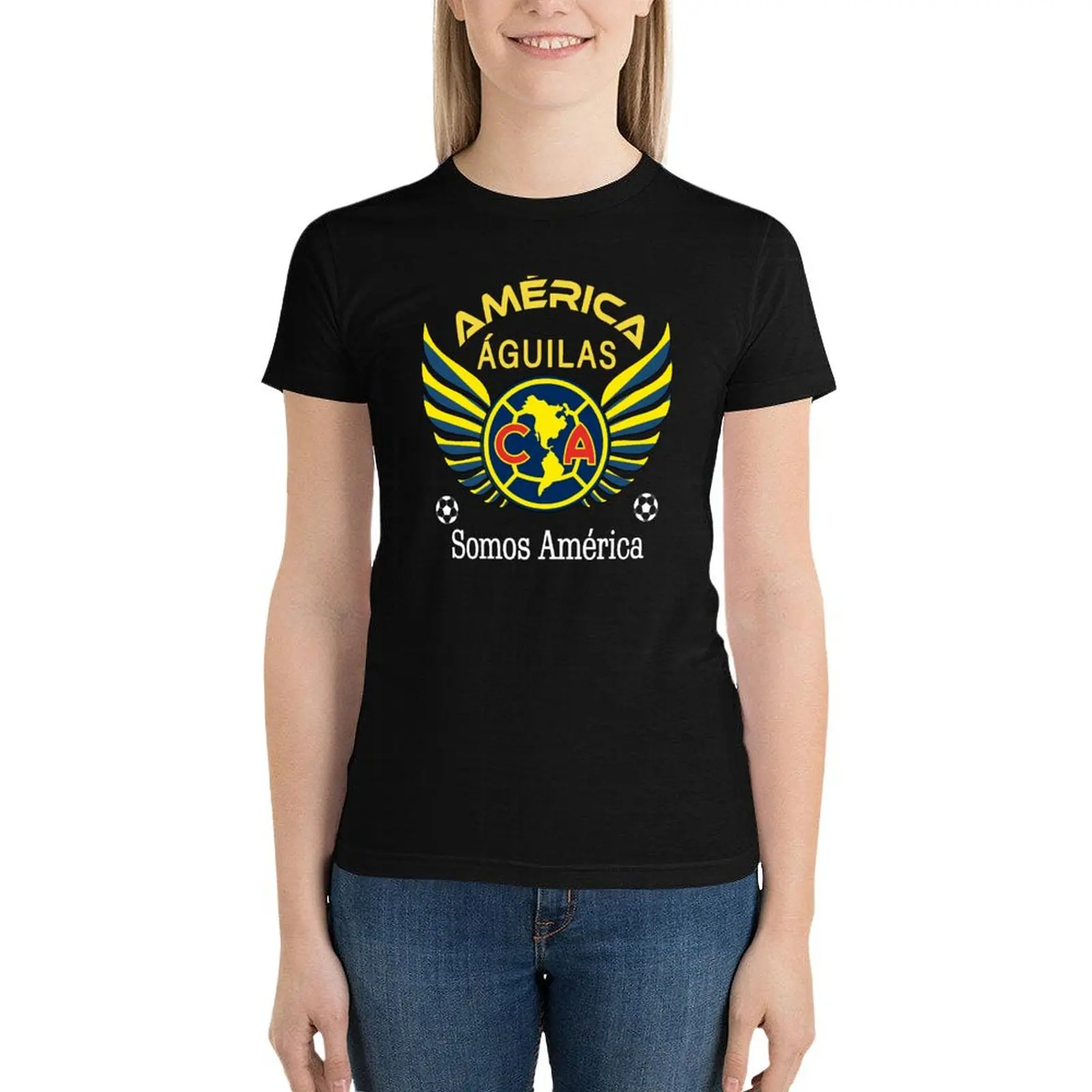 Aguilas del America Somos America Club America Futbol Mexicano Liga MX T-Shirt koszulki dla kobiet luźny krój