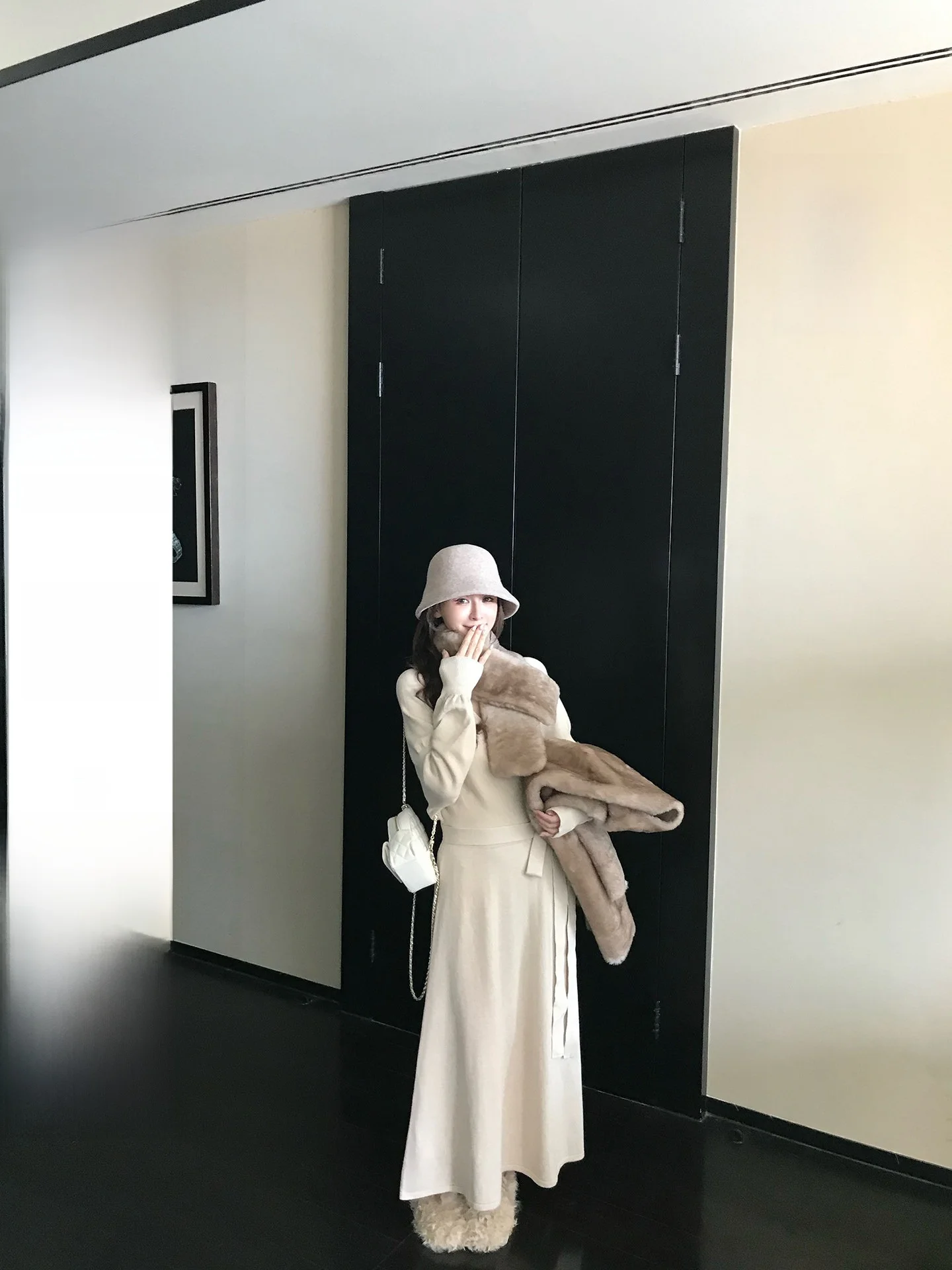 

Skk Store Sapporo Holiday: Высококачественная шерстяная трикотажная юбка-фонарь с поясом, повседневная, приталенная, для ношения под одеждой
