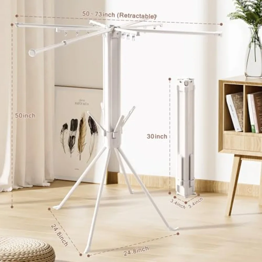 Multi-Functional 4-Leg Clothes Drying Rack, Large Capacity Foldable and Collapsible Laundry Rack, Portable Indoor Outdoor Dryin