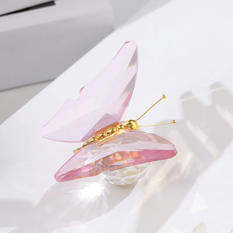 Colorful Transparent Crystal Butterfly Art Sculpture Decoration Desk Decoration Crafts Sculpture Room