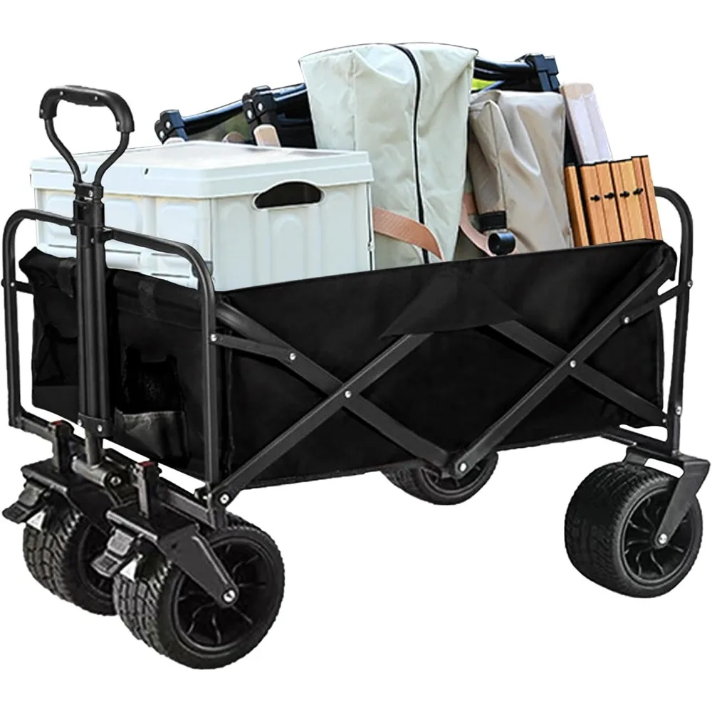 

Heavy Duty Utility Collapsible Wagon with All-Terrain 4in×7in Wheels,Load 330 Lbs,Portable 150 liter large capacity beach wagon