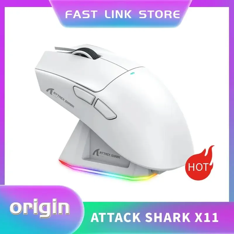 Attack Shark X11 Tri-Mode Connection PAW3311 Wireless Mouse 2.4GHz/Wired/Bluetooth 22000DPI 400IPS RGB  PC Gaming Mouse