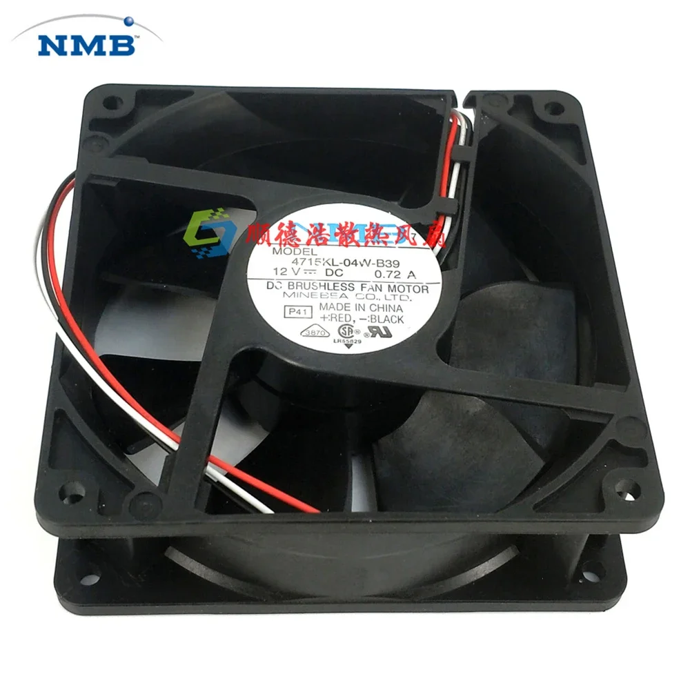 For NMB 4715KL-04W-B39 12038 12cm 120*120*38MM DC12V 0.72A Max Airflow Rate Double Ball Fan 3wires