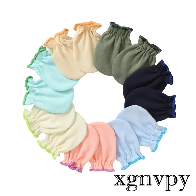 Xgnvpy Thin Cotton 0-5 Month Baby Mittens Kids Accessories Newborn Infantil Anti-Grab Glove Foot Cover Glove