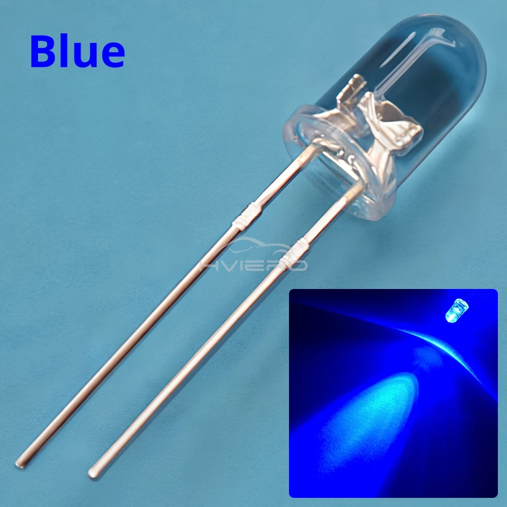 100Pcs F5 5mm Round White Red Blue Warm Pink UV Water Clear Led Super Bright Ligte Emitting Diodes 6000-6500k Lamp Beads Bulb