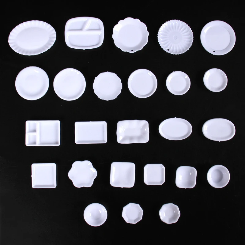 5Pcs Dollhouse Simulation Plates Tray Set Dollhouse Mini Kitchen Tableware Decoration For 1/12 Dolls House Decoration